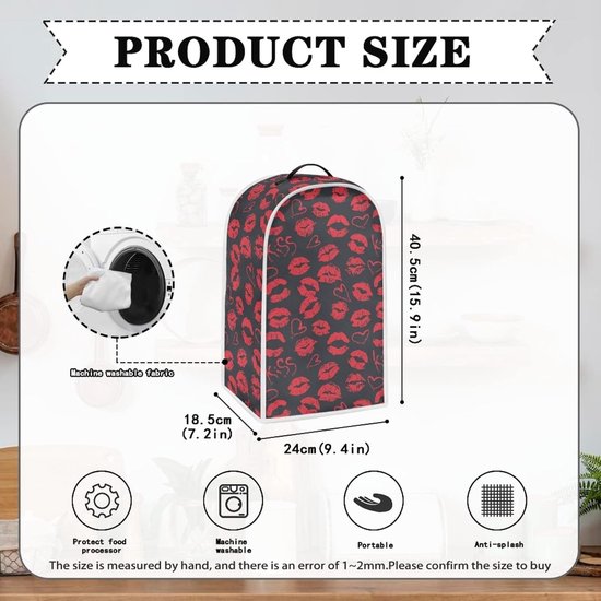 Rode Lippen Hartpatroon Blender Cover voor Keuken, Stof- en Vlekbestendig, Geschikt voor Mixers en Koffiemakers, Keuken Decoratie van rode — afbeelding 5