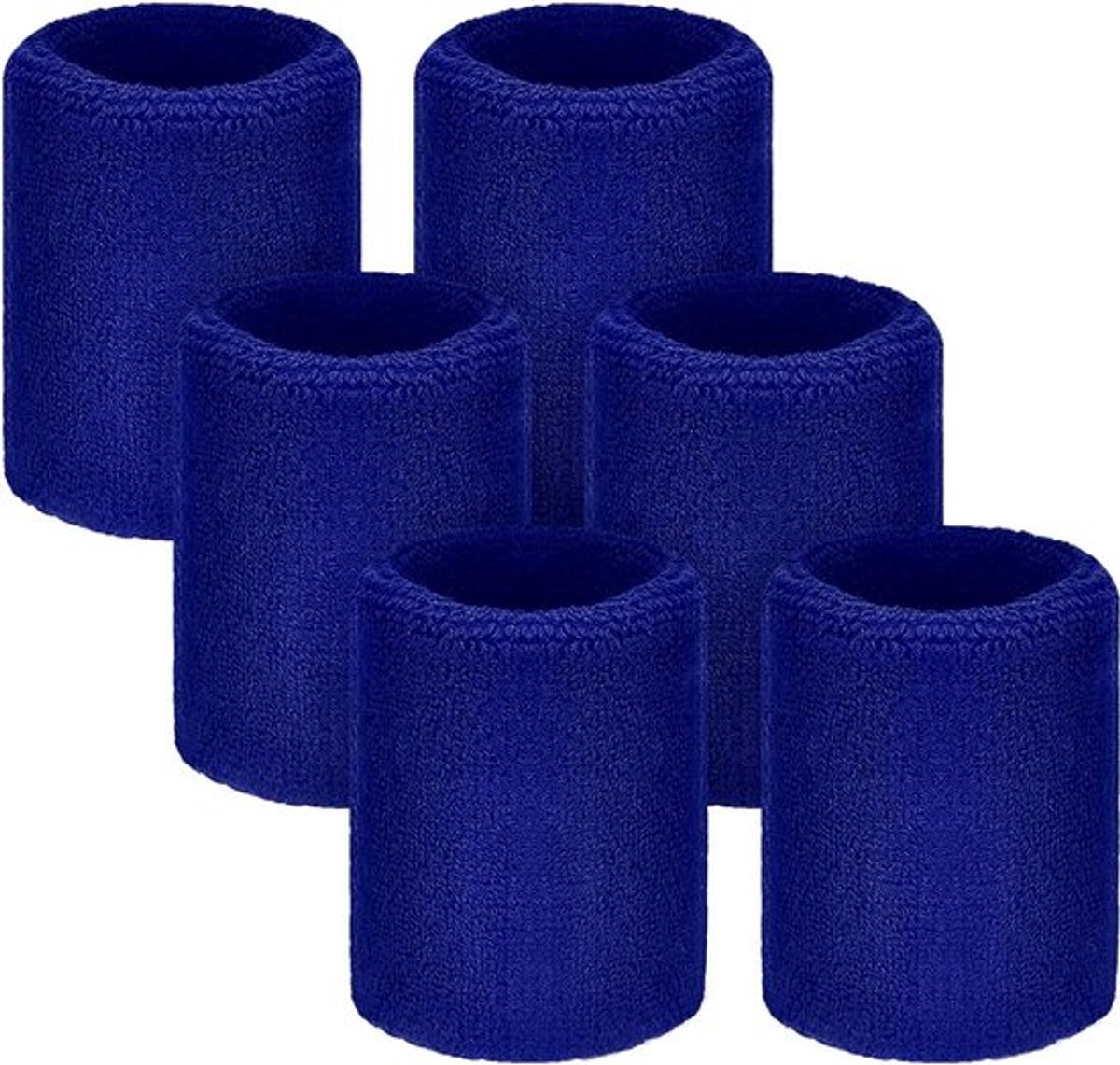 Zesdelige set sportpolsbanden voor competitie - Absorberende zweetbanden voor basketbal, tennis, voetbal en hardlopen (Blauw)