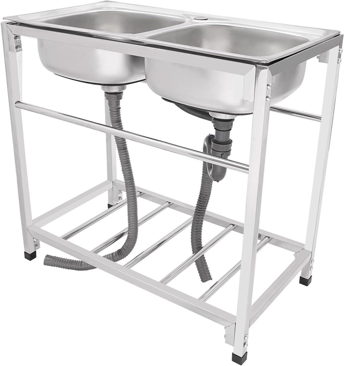 Keukenspoelbak - Spoeltafel RVS - Professioneel Gebruik - Grote Opbergruimte - 831 x 439 x 77 cm - Zilver