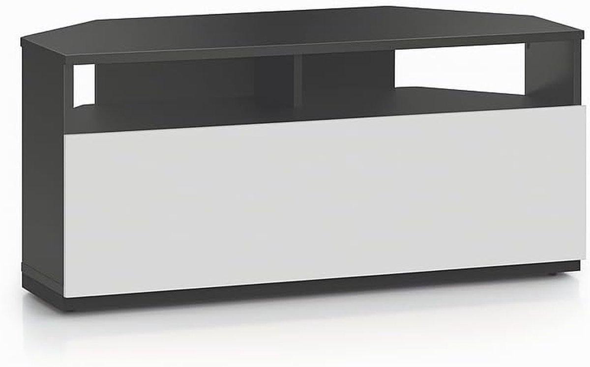 TV Hoekmeubel - TV Kast - Woonkamer Organisatie - Opklapbare Deur - 100 cm Breed - Zwart Wit