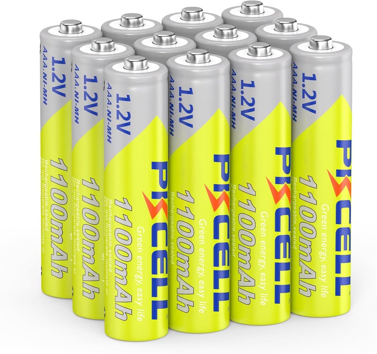 Oplaadbare AAA-batterijen - Wit - 12 stuks - Hoge capaciteit 1100 mAh - Voor elektronische apparaten