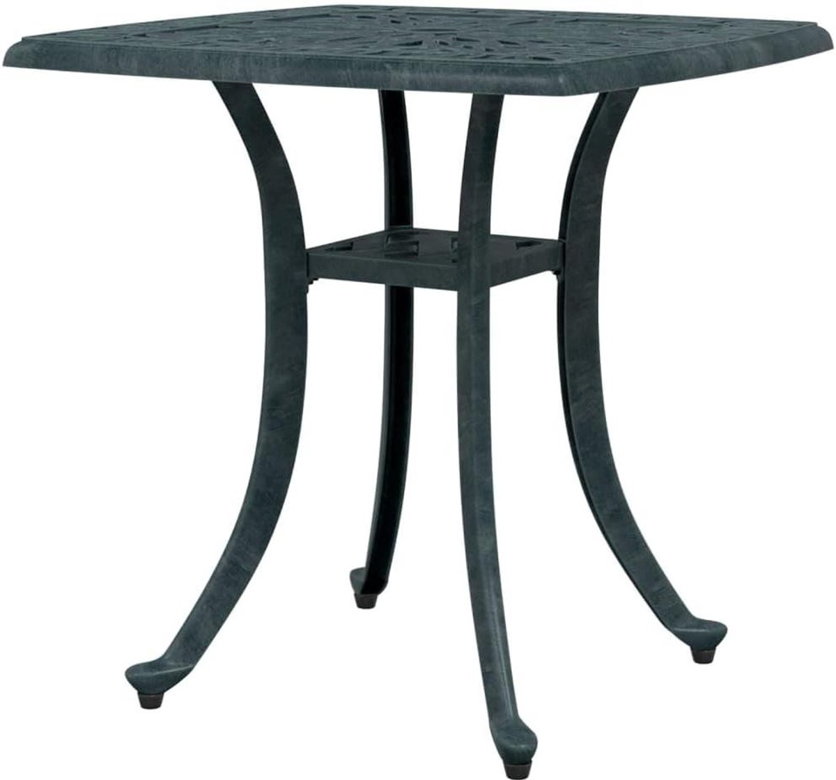 Tuintafel - Terrastafel Bijzettafel - Buiten Zitten - Parasolgat Geïntegreerd - 53 x 53 x 53 cm - Groen