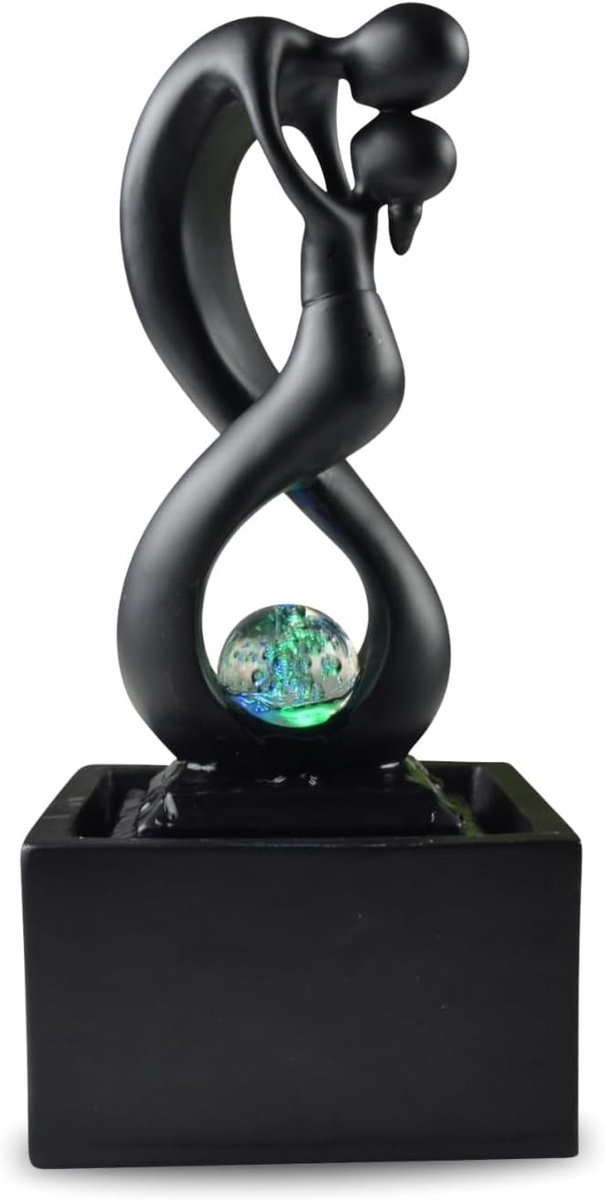 Binnenfontein - Zwart - 14 x 14 x 31 cm - Polyhars Decoratieve Watervoorziening - Voor Binnengebruik