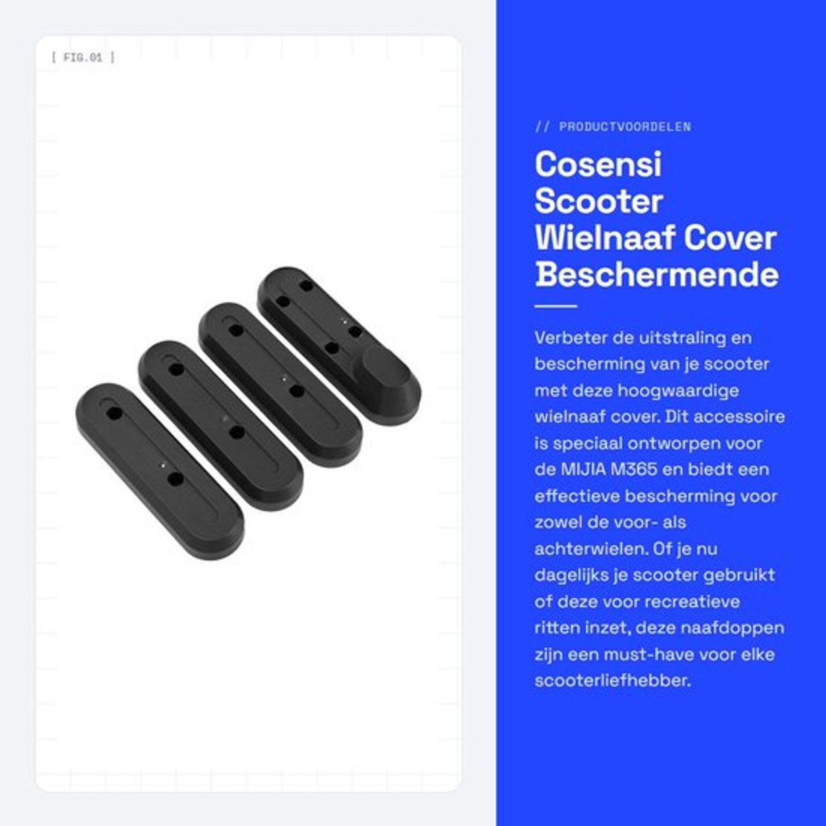 Wielnaaf Cover Effectieve Bescherming - Scooter Accessoire - Beschermende Cover - Hoogwaardig ABS - Eenvoudig te Installeren - Voor MIJIA M365 - Wieldop