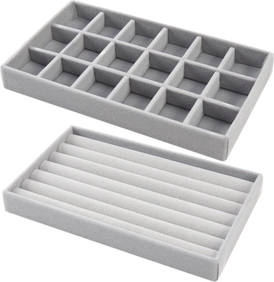Sieradenbakjes 2 Stuks - Ruimtebesparend - Stapelbaar - Organizer - Sleuven/Roosters - Duurzaam Composietmateriaal - Sieradenorganizer