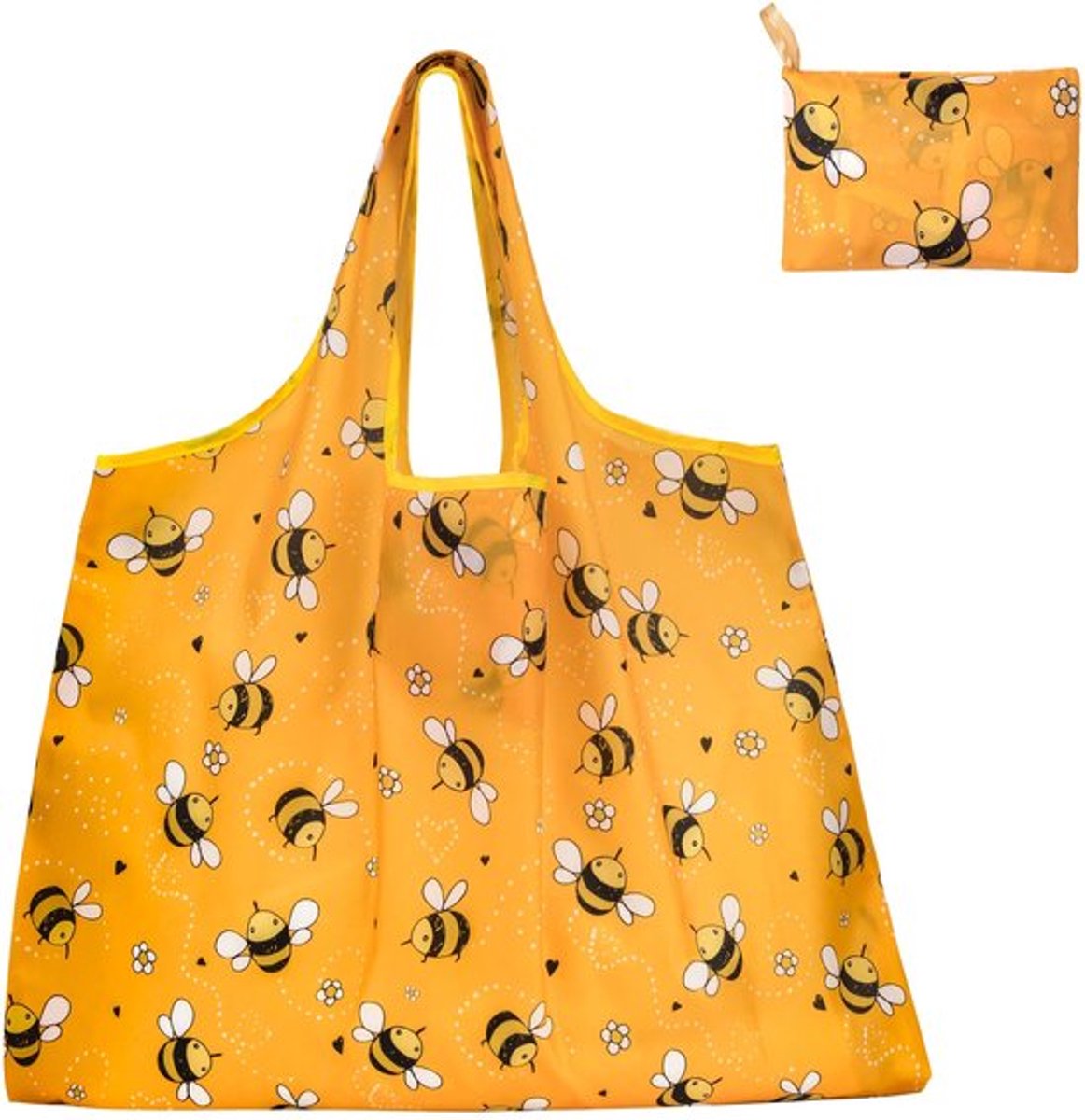 Boodschappentas opvouwbaar 50 x 66 cm - Herbruikbare tas - Honingbijenpatroon - Draagtas voor winkelen - Tot 20 kg - Klein binnenvak