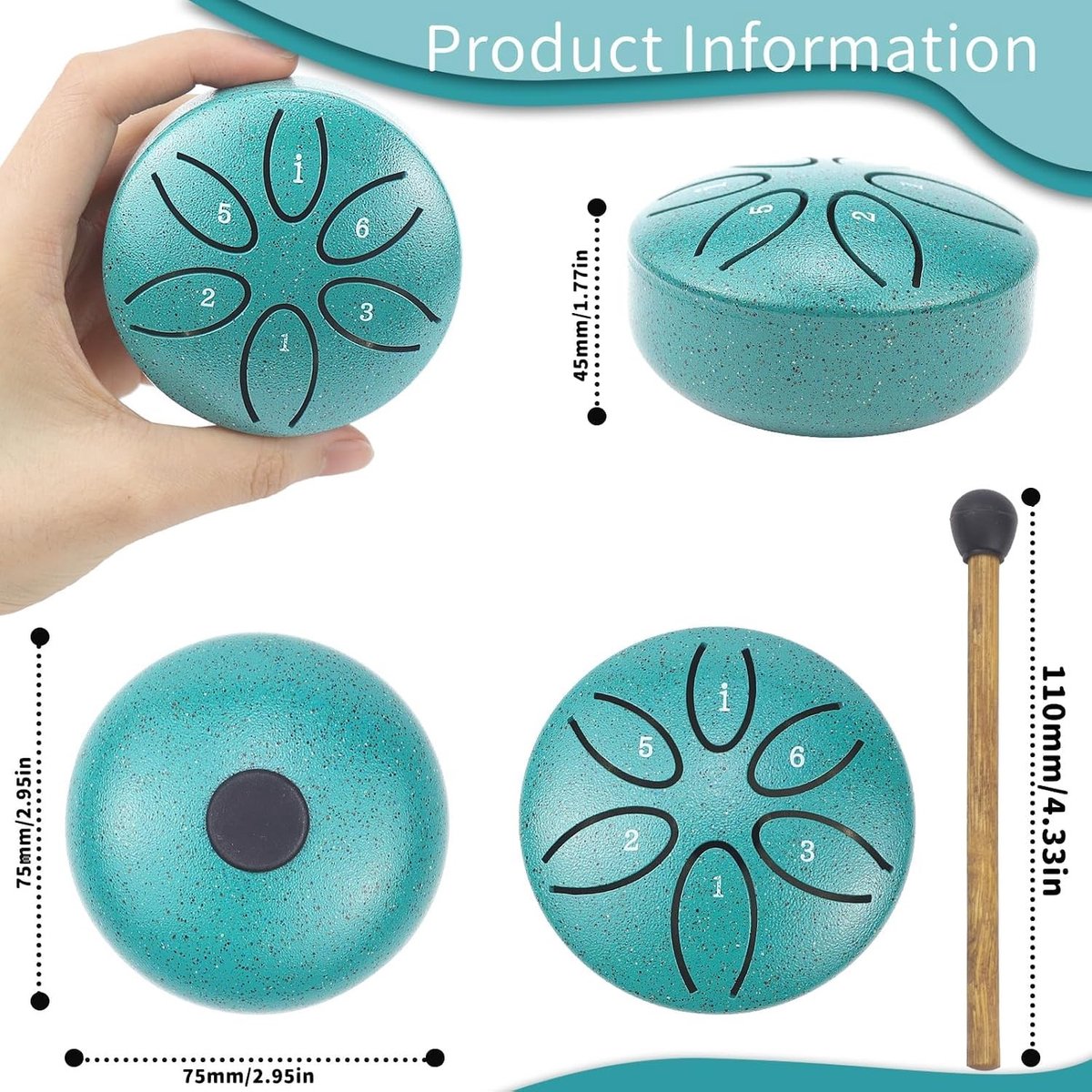 Steel tongue drum - Zilver - 8 cm diameter - Titaniumstaallegering Mini Percussie-instrument voor Meditatie en Yoga