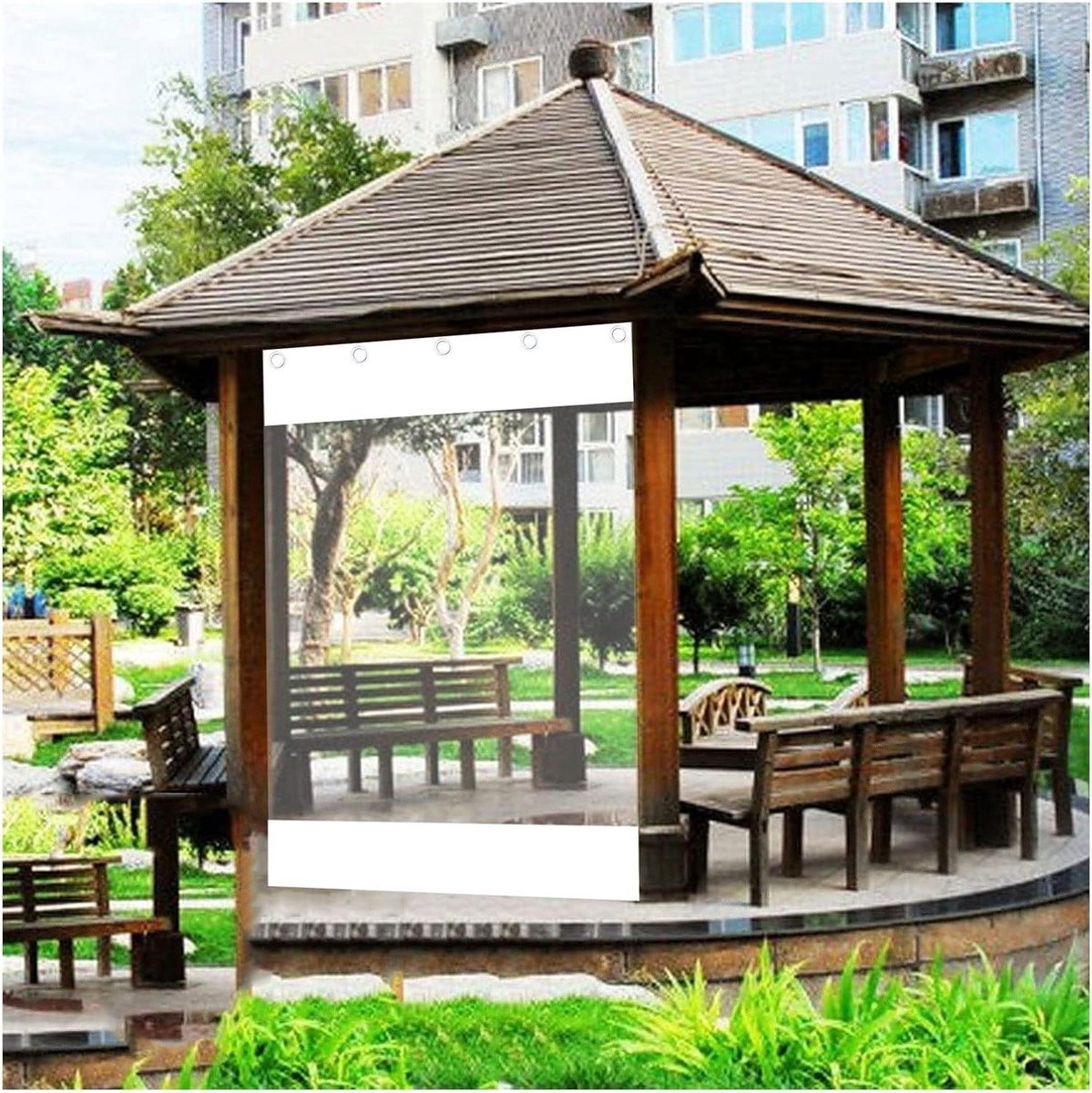 Transparante Buitengordijnen - Waterdicht Zeildoek - Terras Beschermen - Naadloze Verbinding - 35 x 3 m - Transparant