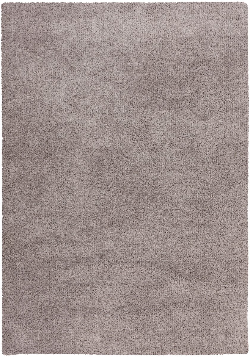 Padiro hoogpolig vloerkleed 120 x 170 cm - zilver - modern effen design - geschikt voor vloerverwarming - van polyester