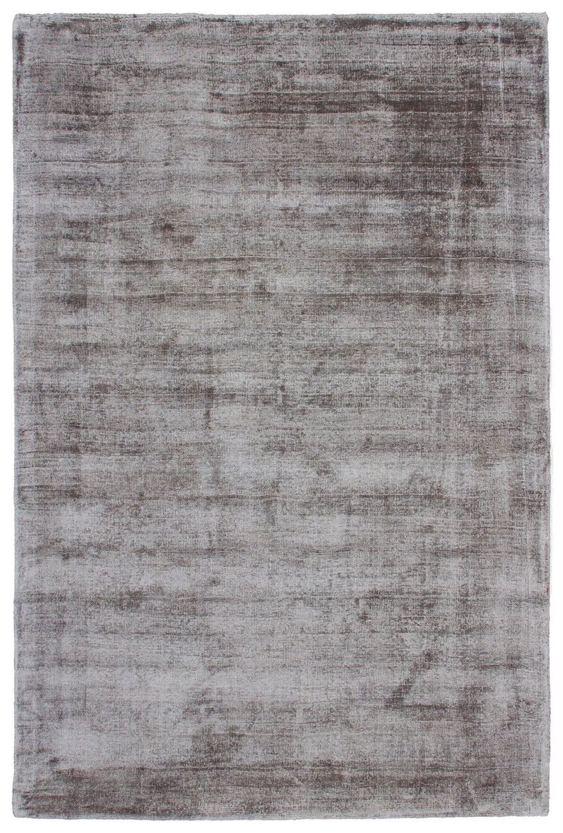 Padiro laagpolig vloerkleed 200 x 290 cm - zilver - modern effen design - geschikt voor vloerverwarming - van viscose