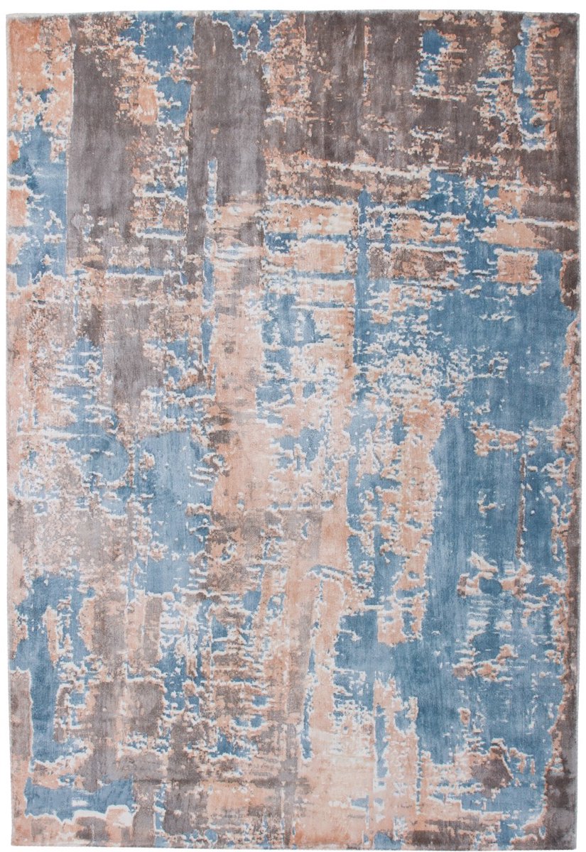 Padiro laagpolig vloerkleed 170 x 240 cm - blauw - modern abstract design - geschikt voor vloerverwarming - van viscose