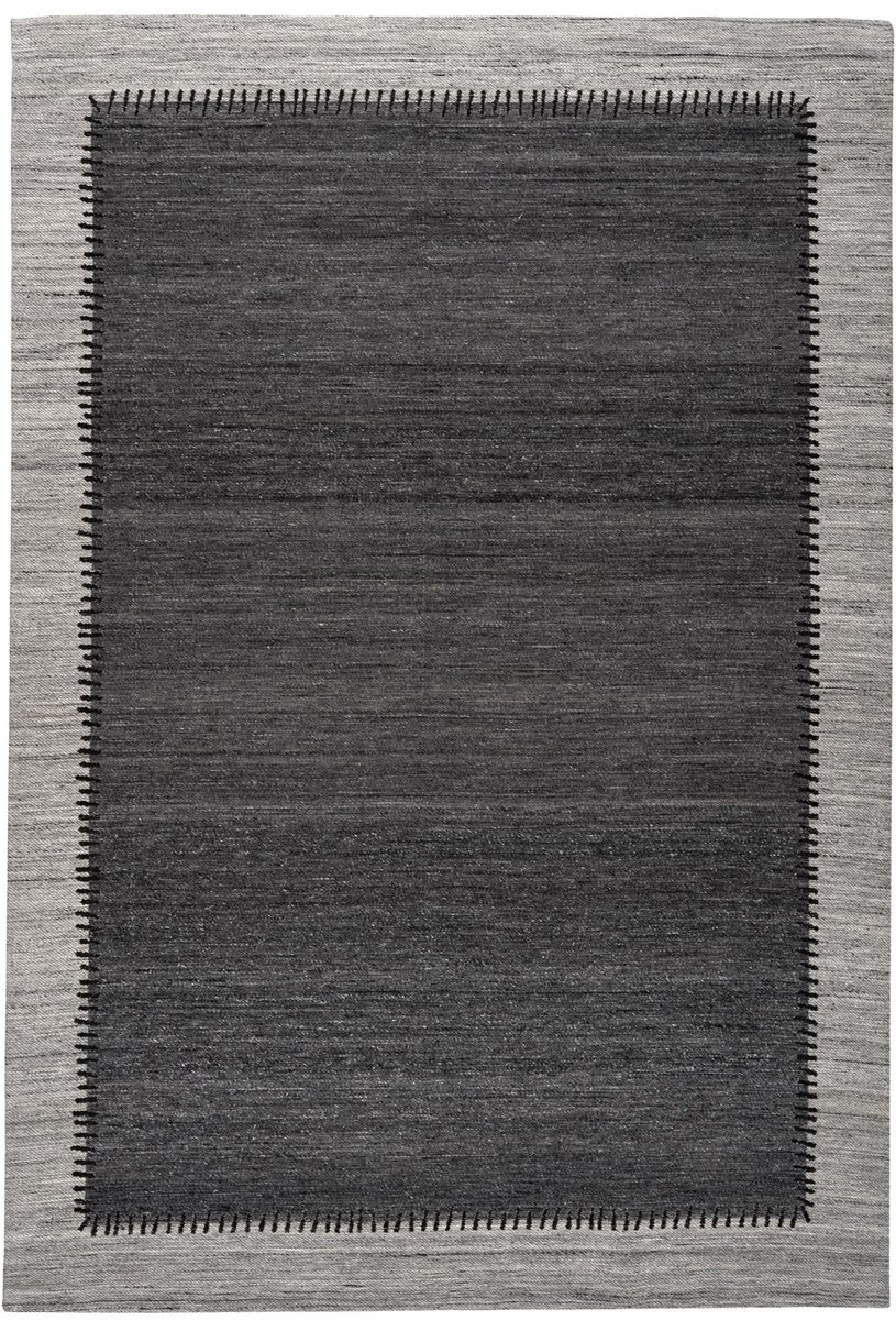Padiro laagpolig vloerkleed 80 x 150 cm - antraciet / grijs - modern geometrisch patroon - geschikt voor vloerverwarming - van wol en polyester