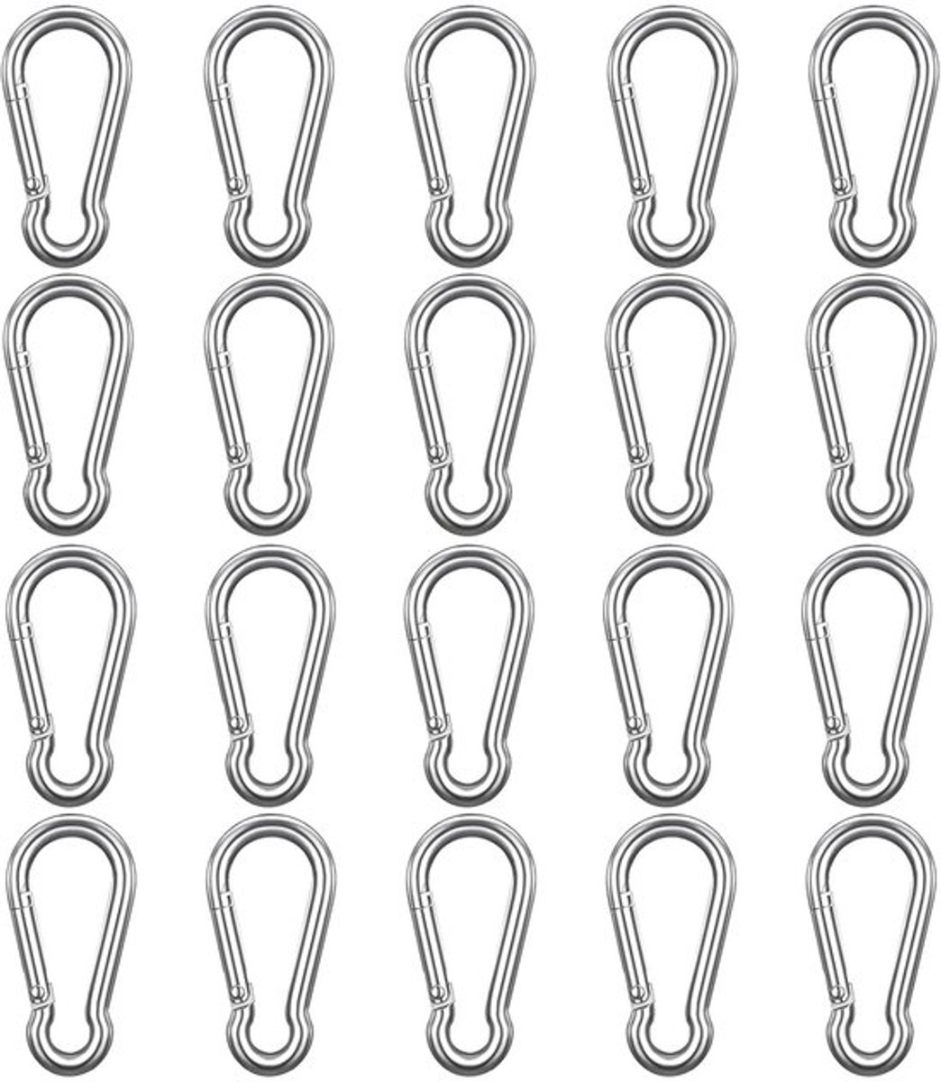20 stuks en 50 stuks karabijnhaken, 40 x 4 mm, kleine aluminium karabijnhaken, sleutelhanger, karabijnhaak, aansluiting voor rugzak, riem, tent, camping, reizen