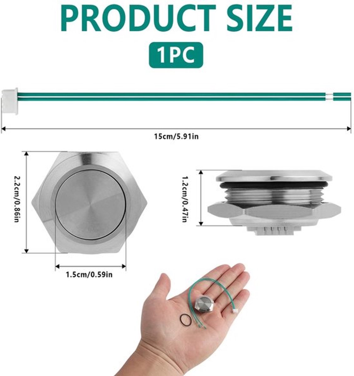 Drukknop IP67 Waterdicht - Roestvrij Staal - Ultraplat - Inbouwdiameter Ø 19 mm - Lange Levensduur - Touch-Schakelaar