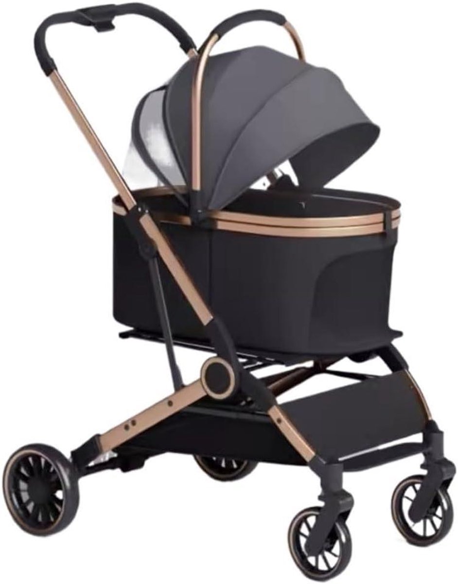Huisdier Kinderwagen - Hondenbuggy Kattenwagen - Comfortabel Reizen - Opvouwbaar 3-in-1 - Tot 25 kg - Grijs