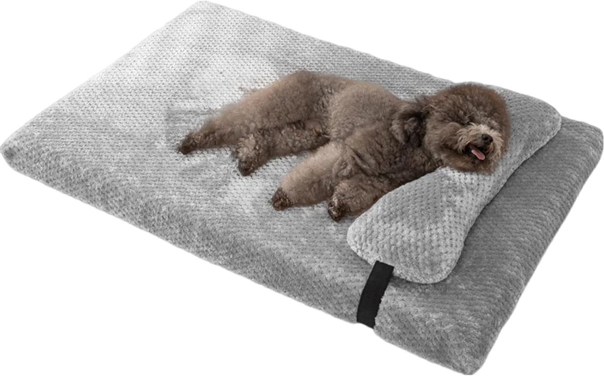 Orthopedisch Hondenbed - Hondenmat Hondenkussen - Comfortabele Rust - Drukverlagend Materiaal - 75 x 50 x 6 cm - Lichtgrijs
