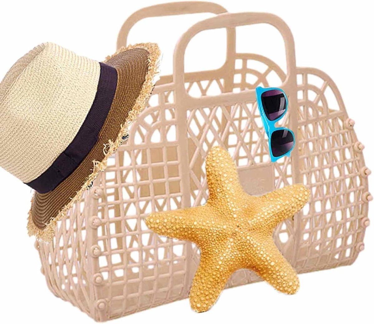 Strandtas Jelly - Strandmand Opvouwbaar - Zomerse Uitjes - Herbruikbare Cadeauhouder - 39.3 x 20 x 9.7 cm - Blauw
