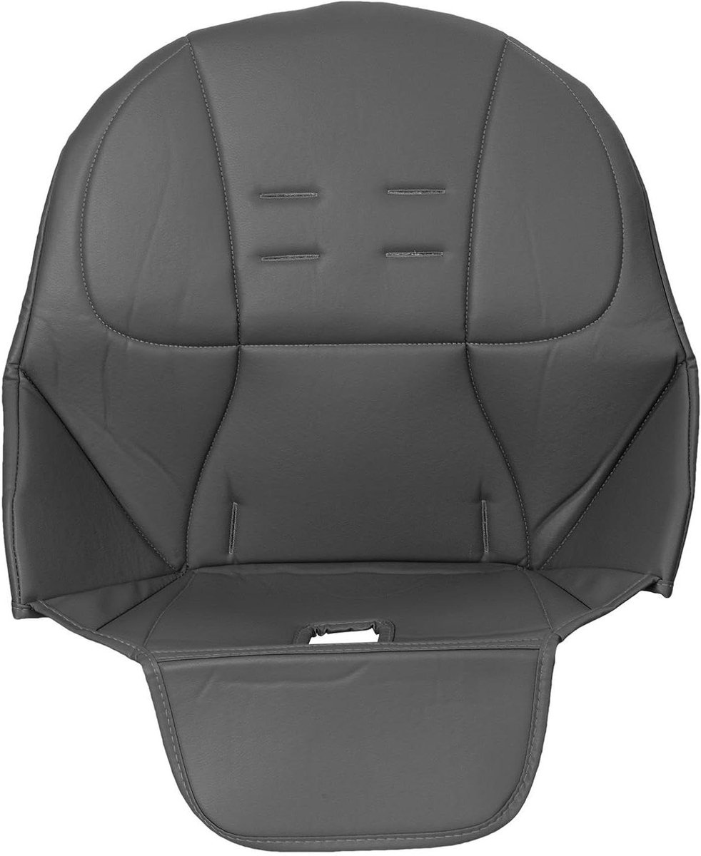 Kinderstoel Kussen - Zitkussen Hoge Stoel - Comfortabel Eten - PU Leer Spons - 80x40x2 cm - Donkergrijs