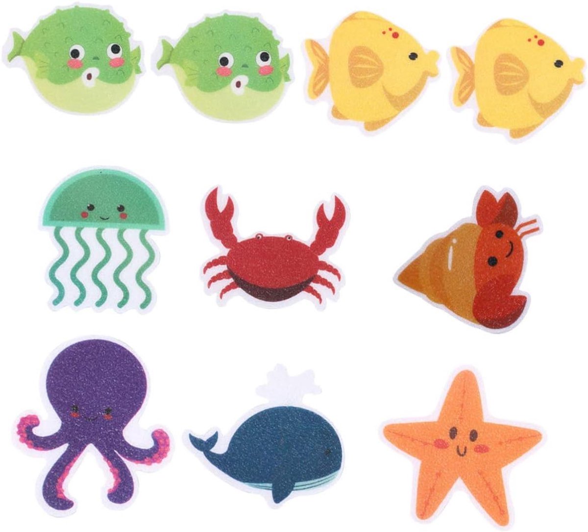 Badstickers 10-pack - Antislip Stickers - Veilige Badkamer - Cartoon Ontwerp - 9.5 cm breed - Diverse Kleuren