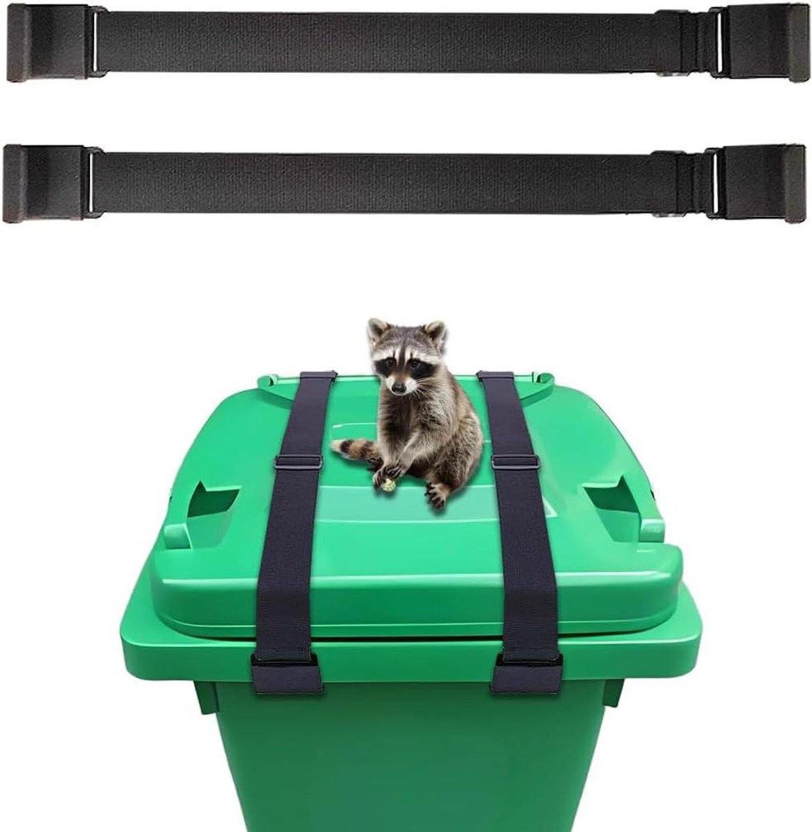 Afvalbak Sluiting - Vuilnisbak Beveiliger - Dieren Buiten Houden - Dubbele Metalen Klauw - Verstelbaar 55-93cm - Zwart