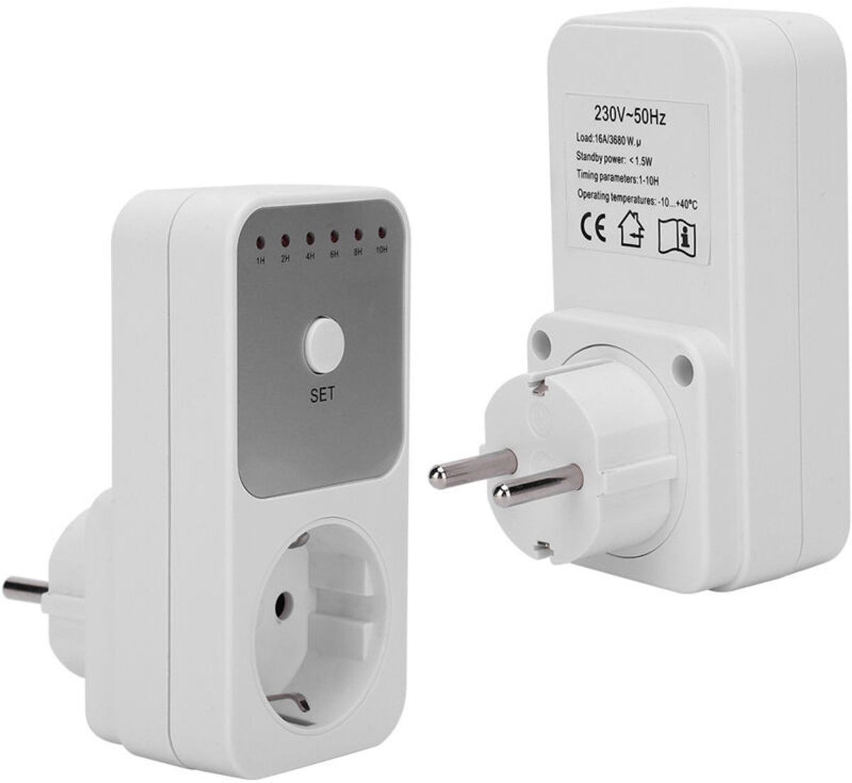 16A programmeerbaar stopcontact met afteltimer en automatische energiebesparende functie (2 stuks)