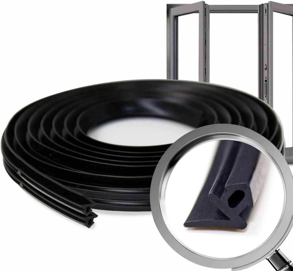 Rubberen Vensterafdichting - Zwart - 20 m - EPDM Rubber voor Aluminium Ramen en Deuren