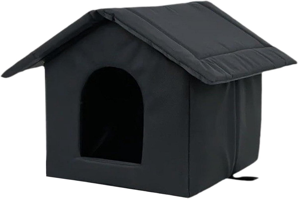 Katten Buitenhok - Dierenverblijf Weerbestendig - Bescherming Dieren - Geïsoleerd Vochtwerend - 35x35x30cm - Zwart