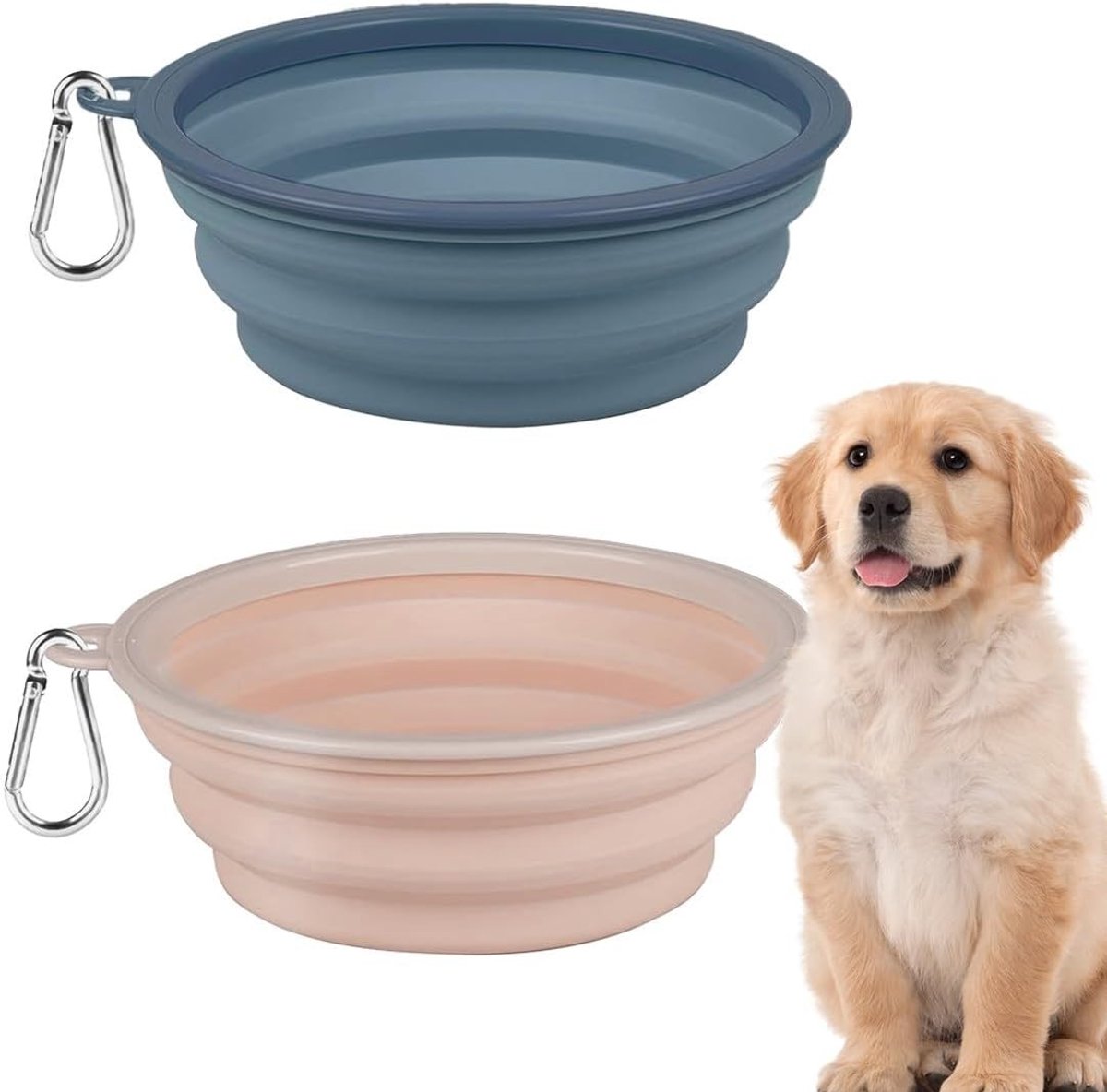 Vouwbare hondenvoer- en waterbakken, handige accessoires voor huisdieren, silicone kattenbakken, ideaal voor reizen en buitenactiviteiten (350ml)