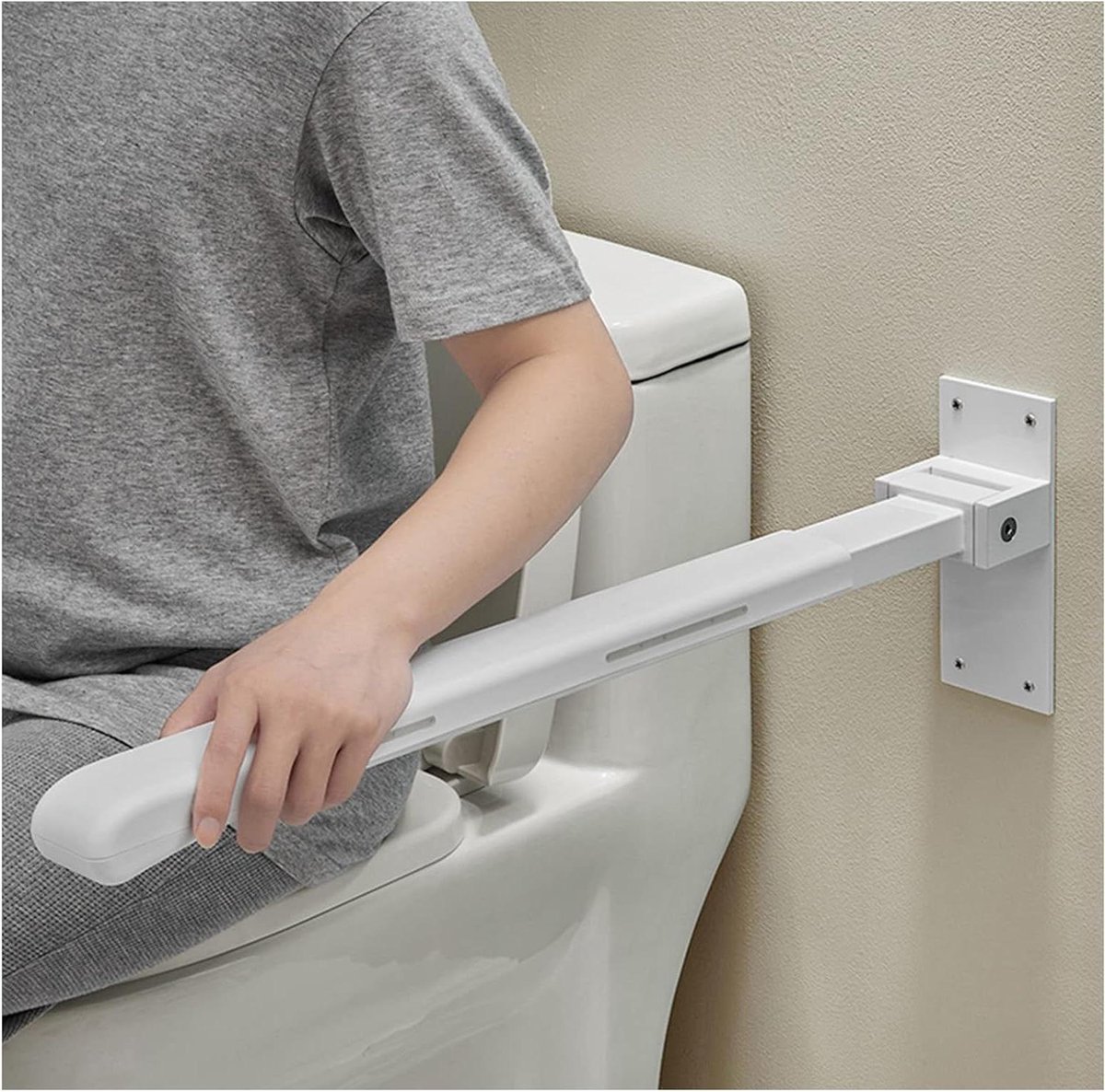 Toiletsteunbeugel - Badkamergreep - Veiligheid thuis - Opvouwbaar ontwerp - 70 cm - Wit