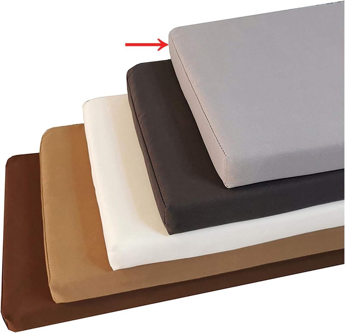Bankkussen Rechthoekig - Spons Kussen Zitkussen - Buiten Zitten - Waterdicht Polyester - 60 x 35 x 5 cm - Grijs