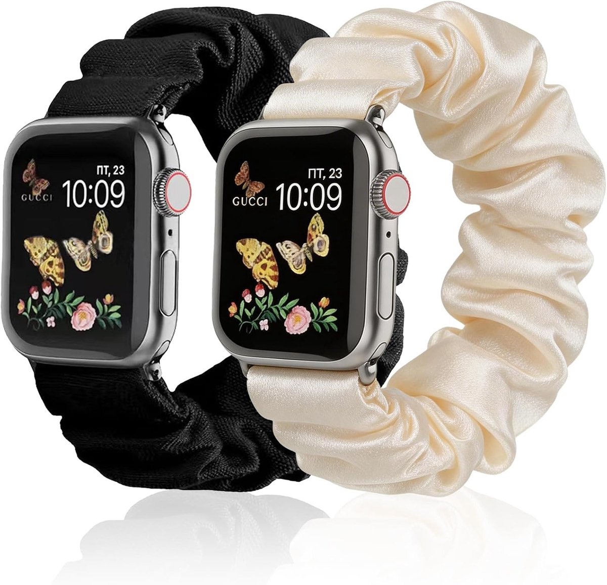 Zachte Scrunchie Vervangband voor Smartwatch 38/40/41mm, Zwart met Sterrenlook, Comfortabele Polsband voor Apple Watch Series 1-10