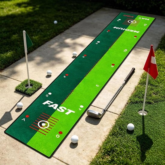 Golfputtingmat - Oefenmat Golf - Golfvaardigheden Verbeteren - Dubbele Snelheid Schoten - 30 x 250 cm - Veelkleurig — afbeelding 4