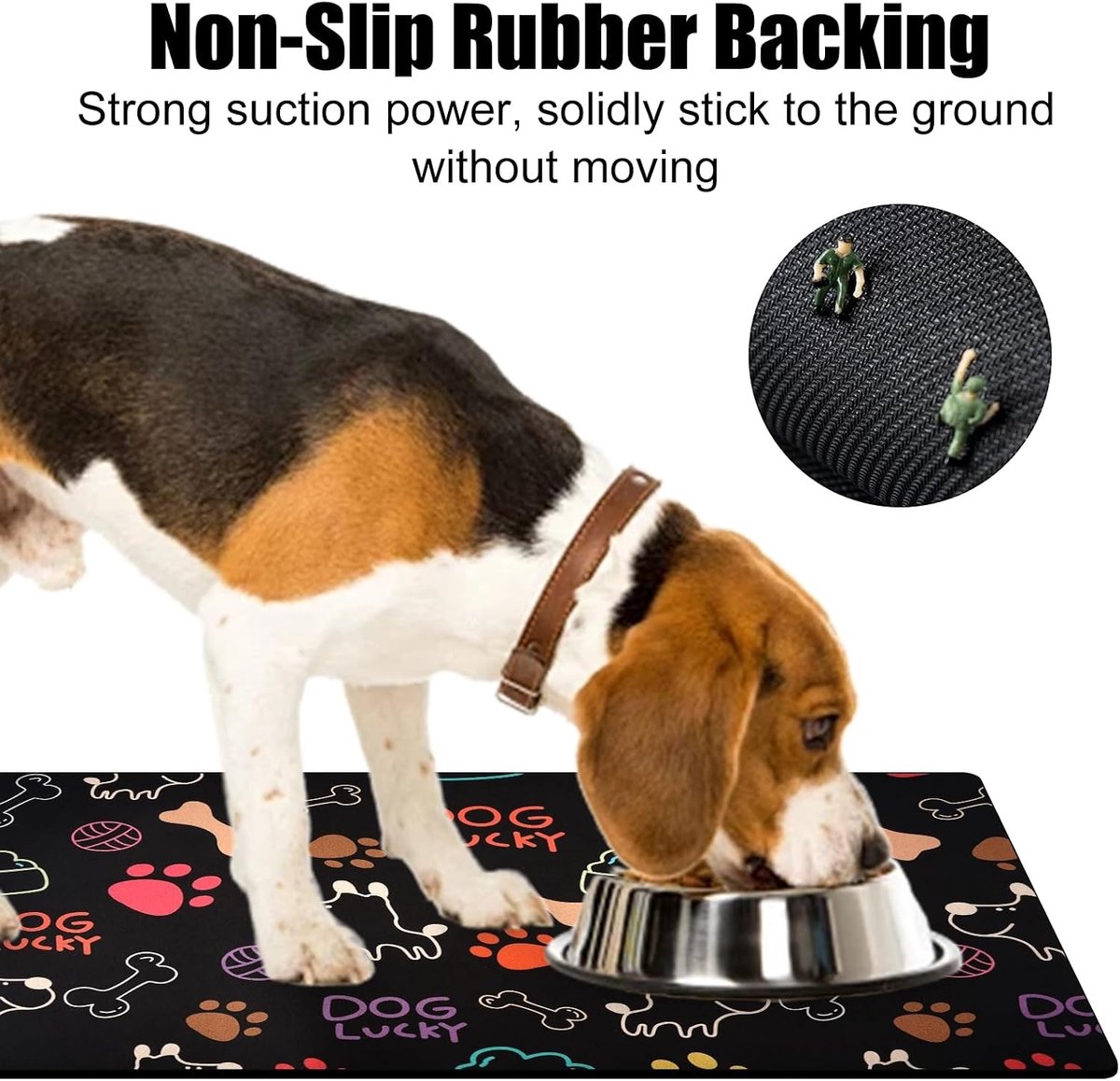 Hondenvoermat - Zwart - 30 x 50 cm - Antislip en Absorberend - Voor Honden en Katten