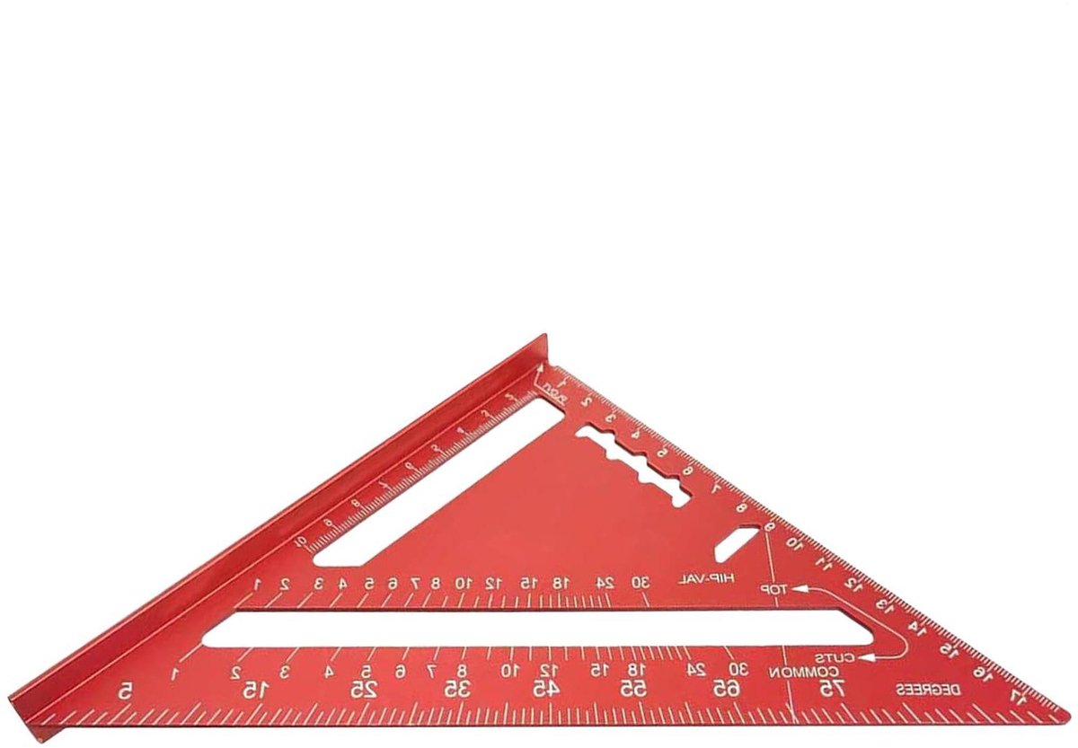 Geodriehoek Aluminium - Meetgereedschap Tekendriehoek - Technisch Tekenen - Hoge Materiaalhardheid - 18.5 cm - Rood