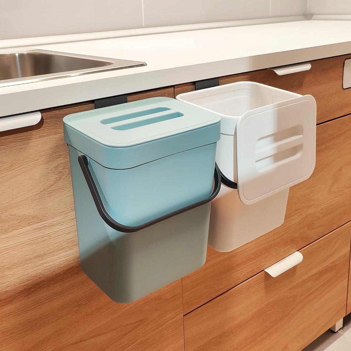Compostbak Keuken - Afvalbak Binnen - Voedselresten Verwerken - Geurvrij Ontwerp - 12 Liter - Blauw