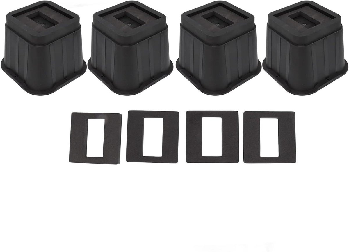 Meubelverhogers - Stoelverhogers Bankverhogers - Extra Opbergruimte - Stapelbaar Antislip Rubber - 10 cm - Zwart