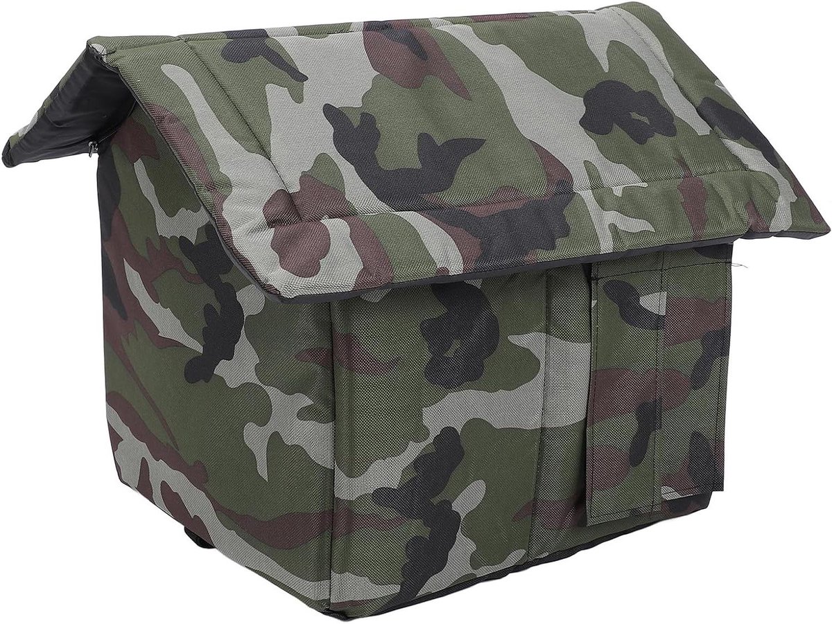 Kattenhuis Voor Buiten - Dierenopvang Huisje - Bescherming Tegen Weer - Waterbestendig Oxford-doek - 60 x 50 x 10 cm