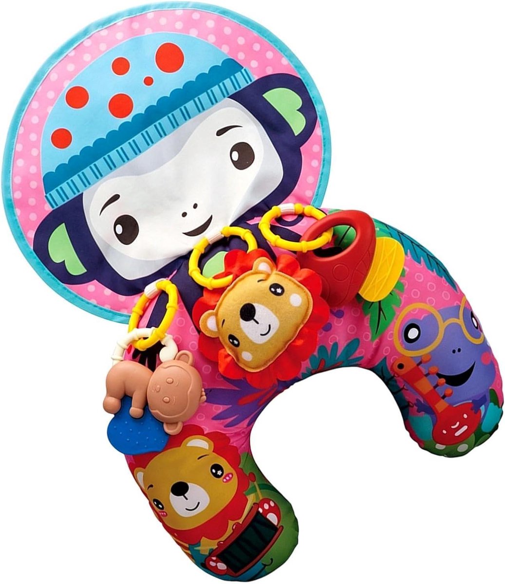 Kinder Zitkussen - Loungemat Baby - Ontwikkeling Stimuleren - Huidvriendelijk Katoen - 45 cm - Aap
