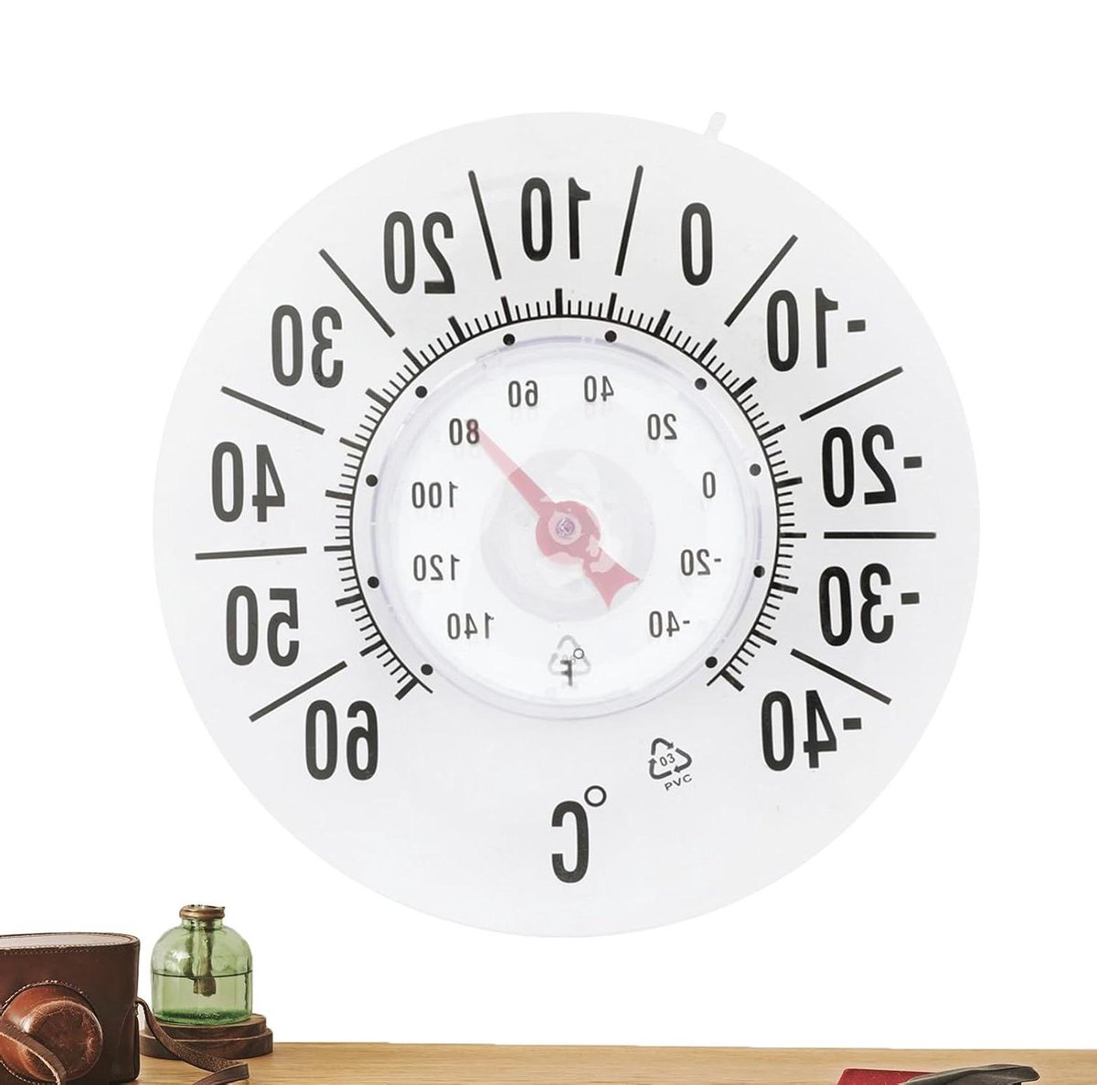 Temperatuurmeter - Buiten thermometer - Thuisbewaking - Draadloos display - 18 cm diameter - Wit
