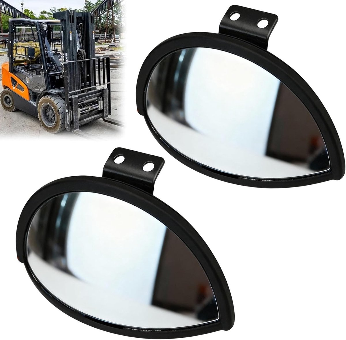 Dodehoekspiegel - Zwart - 22 x 11 cm - ABS en Glas - Universele Achteruitkijkspiegel voor Vorkheftruck en Tractor