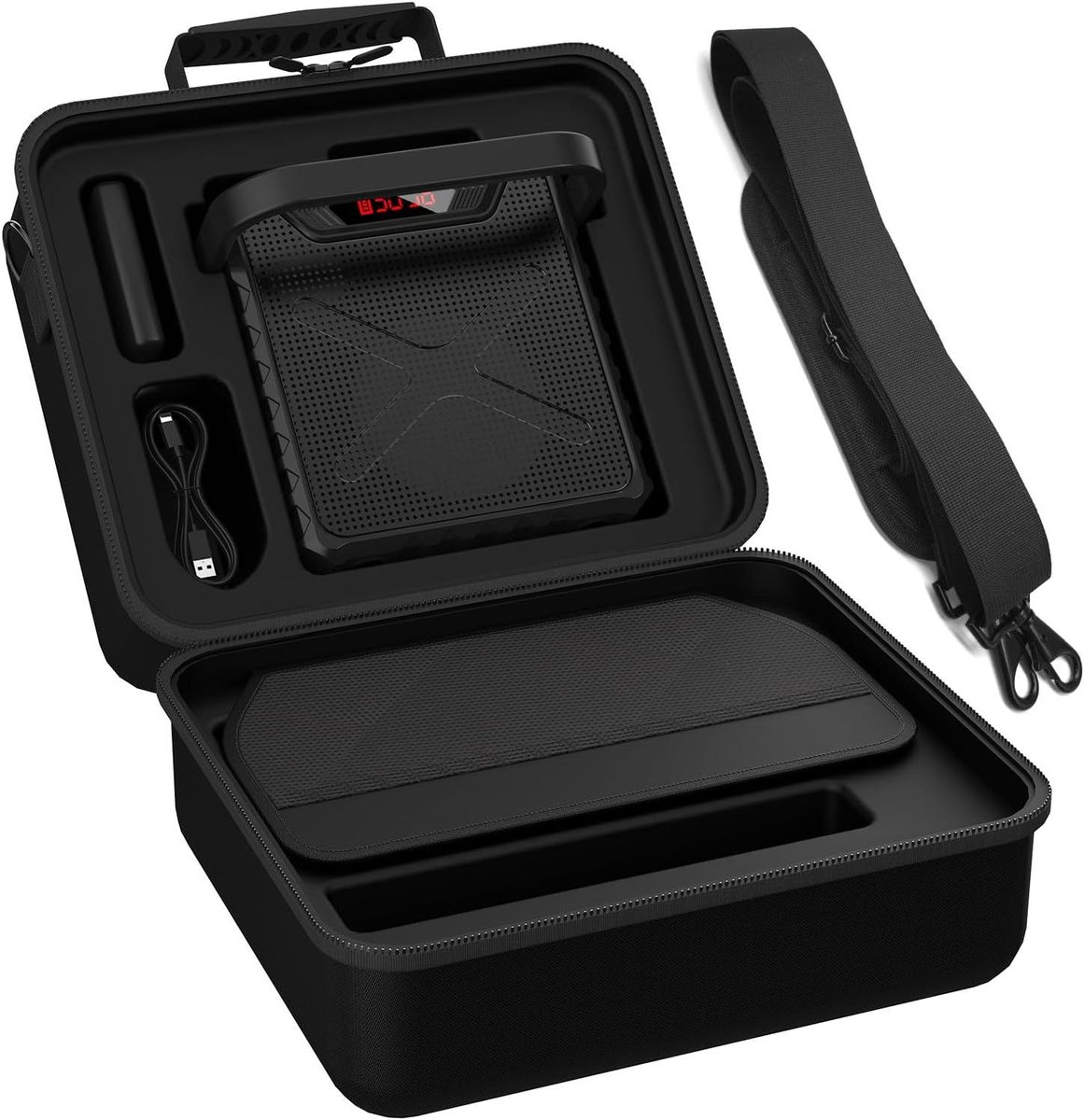 Spraakversterker met Microfoons - Karaokemachine PA-systeem - Feesten en Presentaties - Dubbele UHF Draadloze Microfoons - 5-inch basluidspreker - Zwart