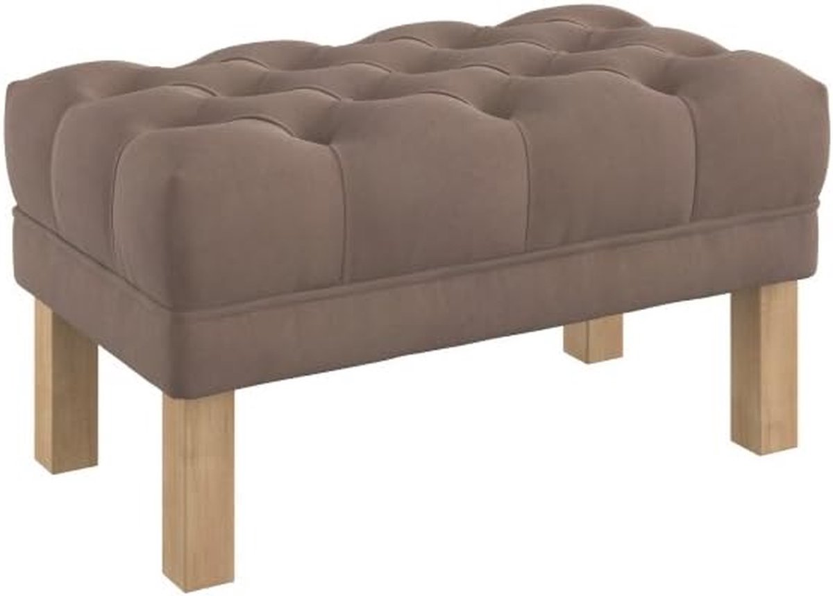 Zitbankje Gestoffeerd - Voetenbankje Hocker - Comfortabel Zitten - Diep Geknoopt Blad - 80 cm Breed - Bruin