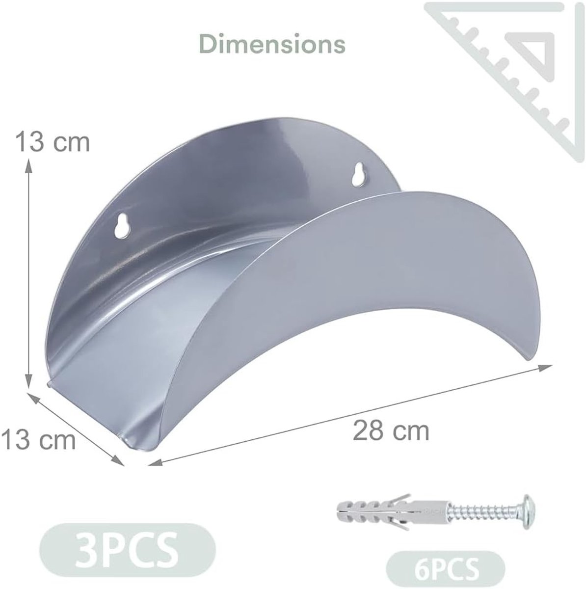 Tuinslanghaspel - Zwart - 28 x 13 x 13 cm - Metalen Wandhouder voor Tuinslangen en Kabels - Set van 3
