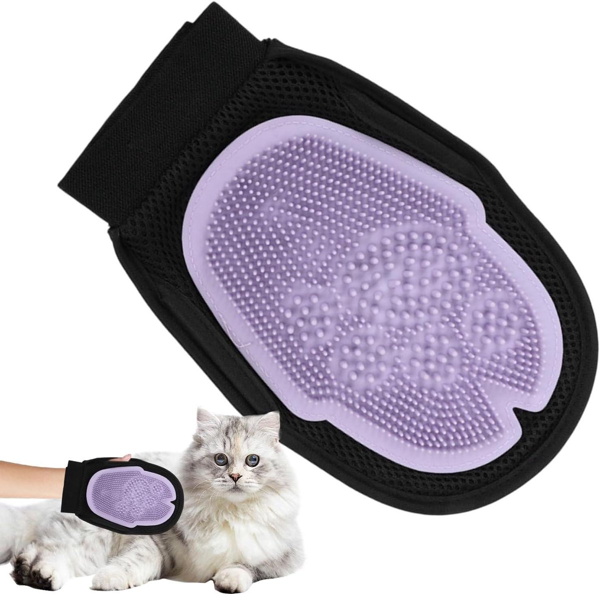Huisdieren Verzorgingshandschoenen - Vachtverzorgingshandschoenen Ontharingshandschoenen - Vacht Verzorgen - Netstofborstel Ontwerp - 25 cm - Grijs