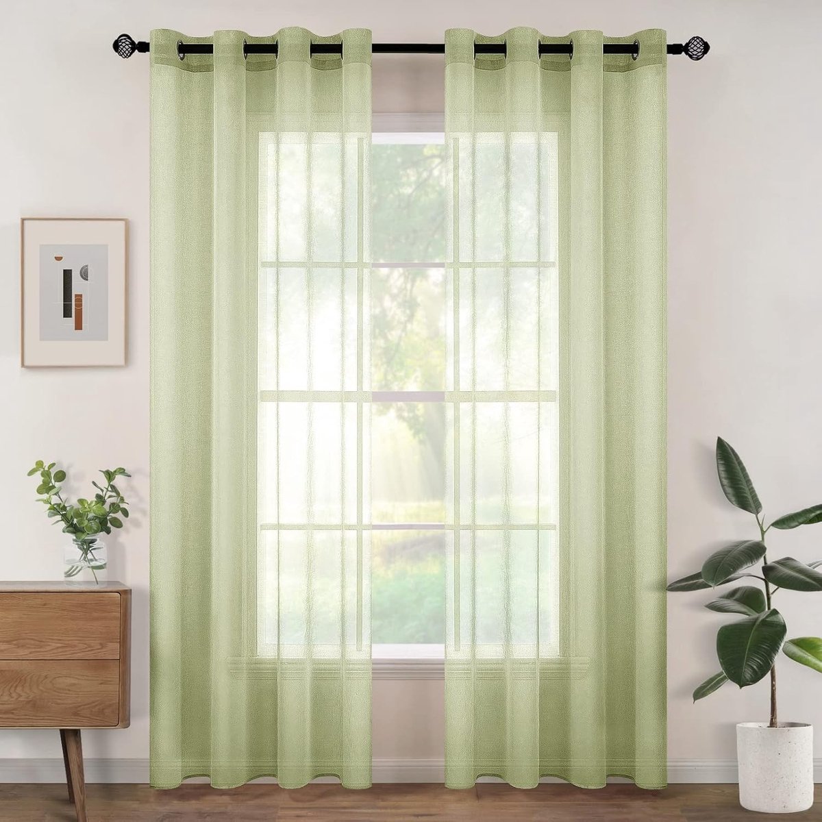 Gestreepte paneelgordijnen - Groen - 140 x 200 cm - Semi-transparant Polyester - Voor Woonkamer en Slaapkamer
