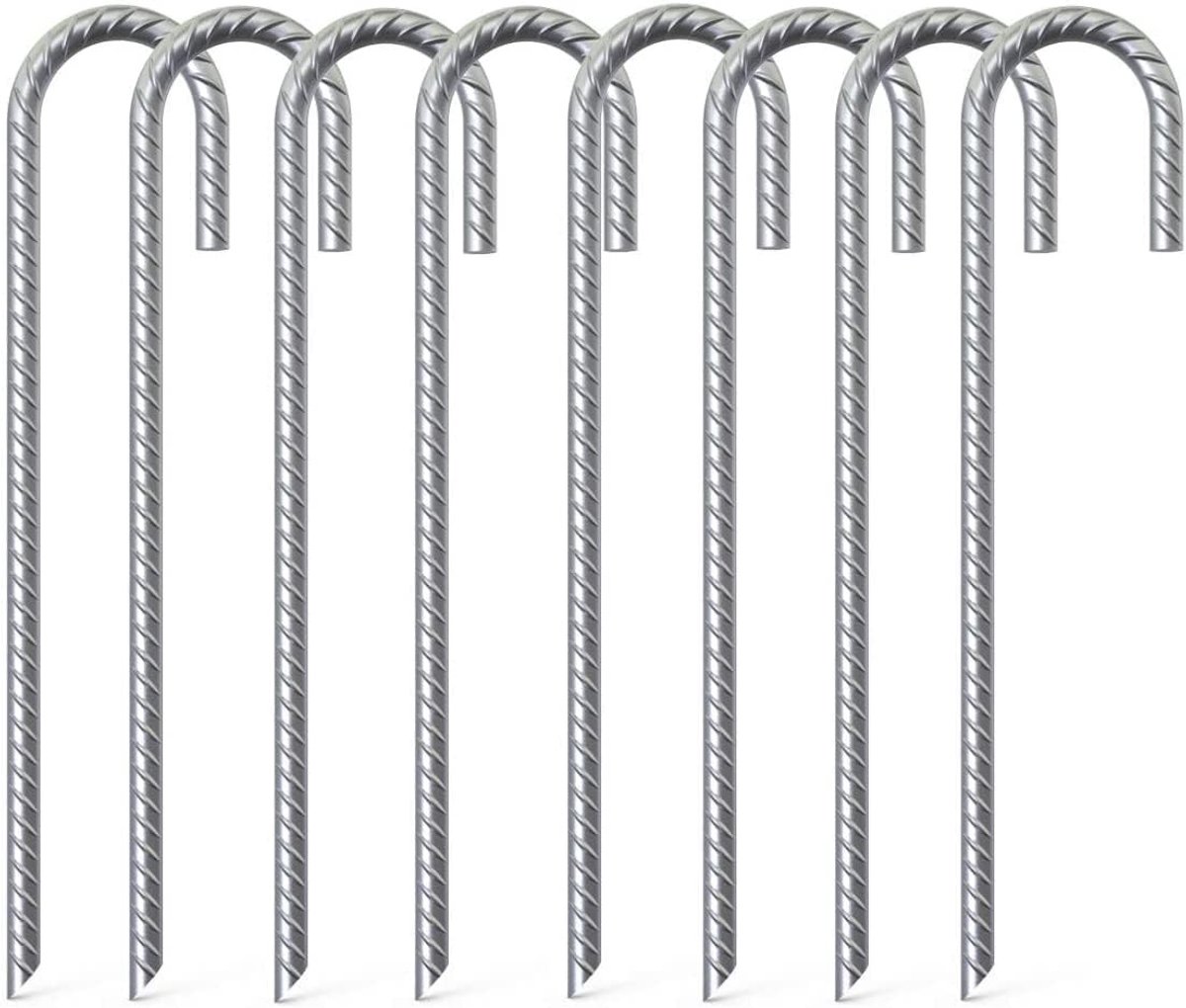 Grondanker - Zilver - 40 cm - Gegalvaniseerd Stalen J-Haak - Voor Kamperen en Tuinbevestiging