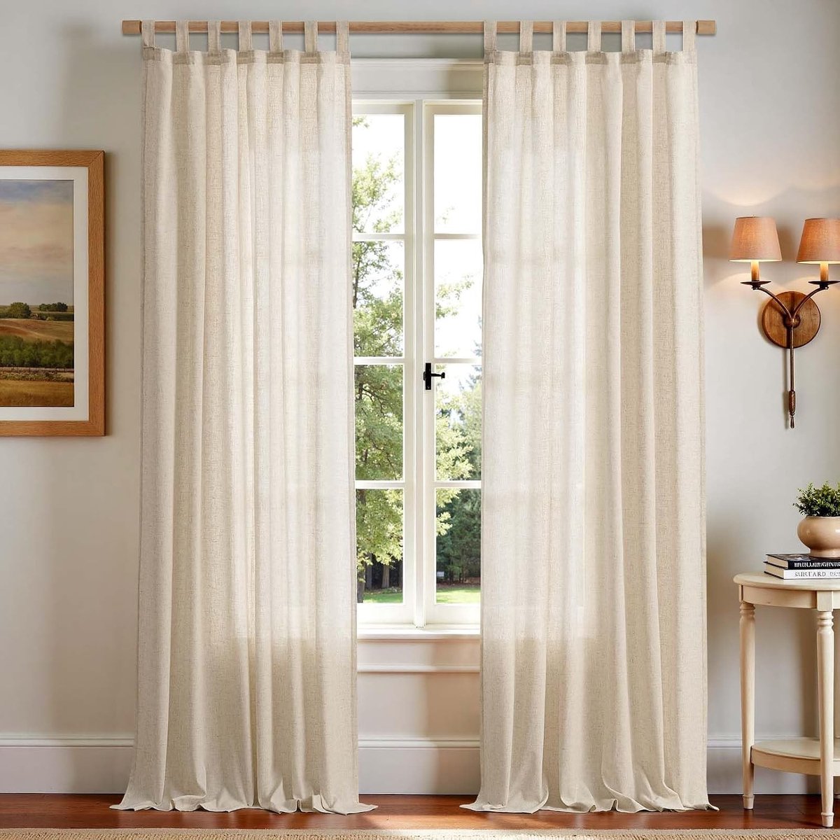 Gestreepte paneelgordijnen - Beige - Lussen - Linnenlook - Voor Woonkamer en Slaapkamer