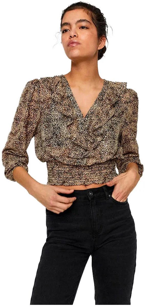 Vero Moda Pen Crop Blouse Met Lange Mouwen Beige M Vrouw