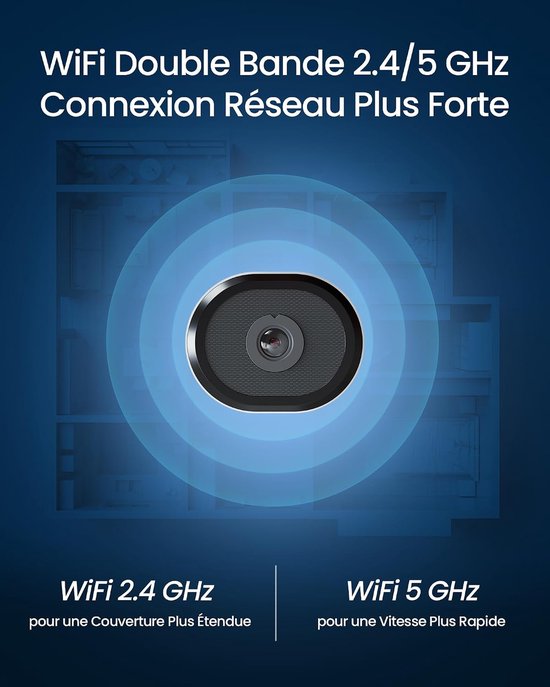 Pack 1 Binnen Bewakingscamera voor Raam - WiFi-beveiliging 2.4/5GHz - Kleuren Nachtzicht - AI-detectie van Personen/ Voertuigen — afbeelding 2