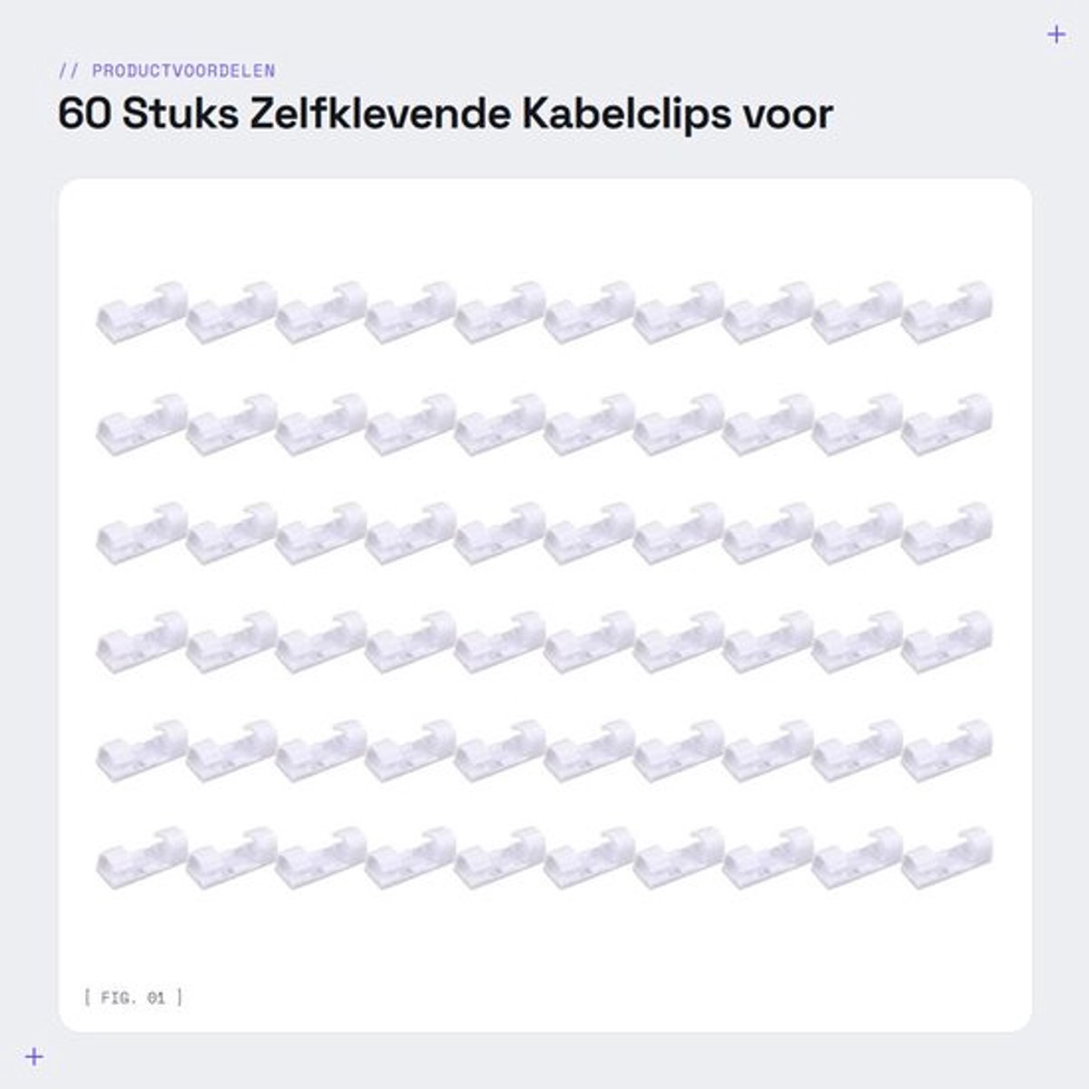 Kabelclips 60 Stuks - Sterke Zelfklevende Kabelhouders - Duurzaam Kunststof - Kabelbeheer - Ruimtebesparend - Geschikt voor 7mm Draden - Kabelhouder